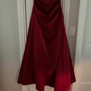 Strapless Burgundy Evening Gown Davids Bridal size 14